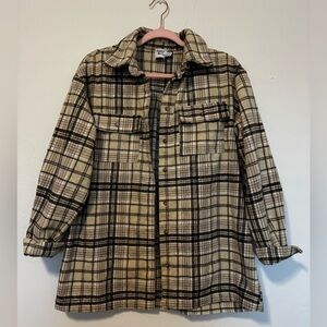Princess Polly Tan and Black Plaid shacket button up Jacket size 4 medium fit